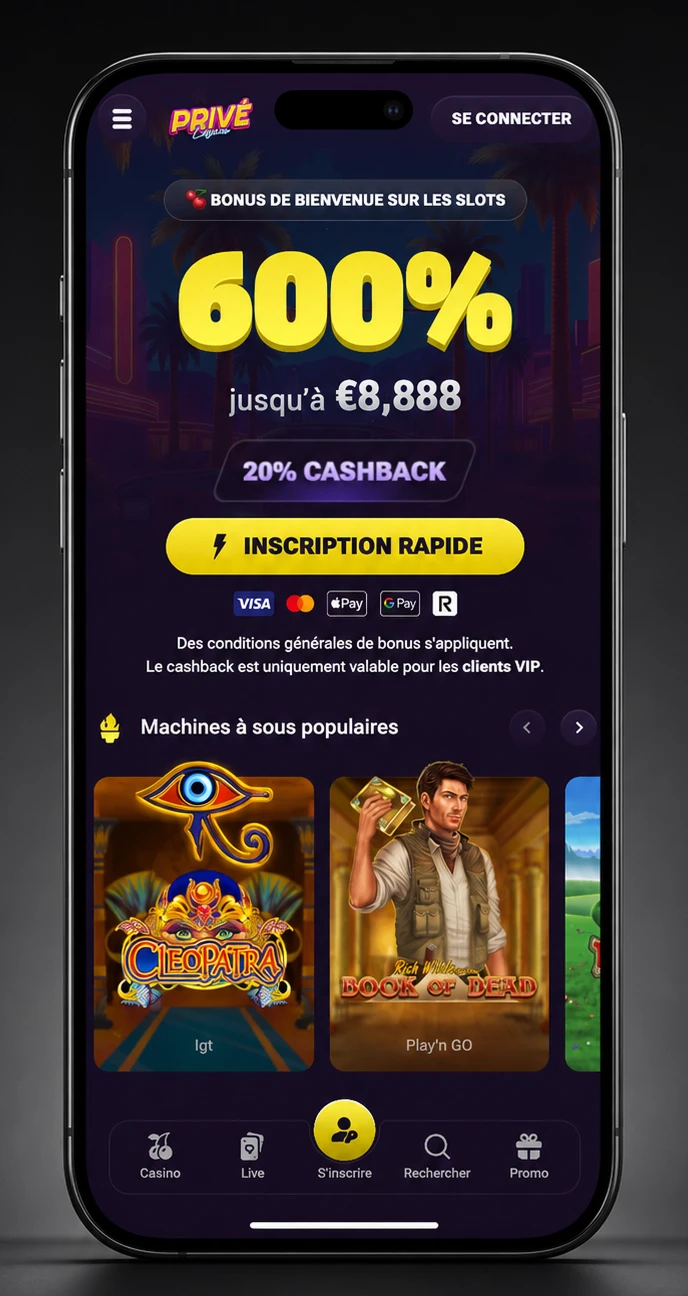 Accès app et navigateur Casino Prive